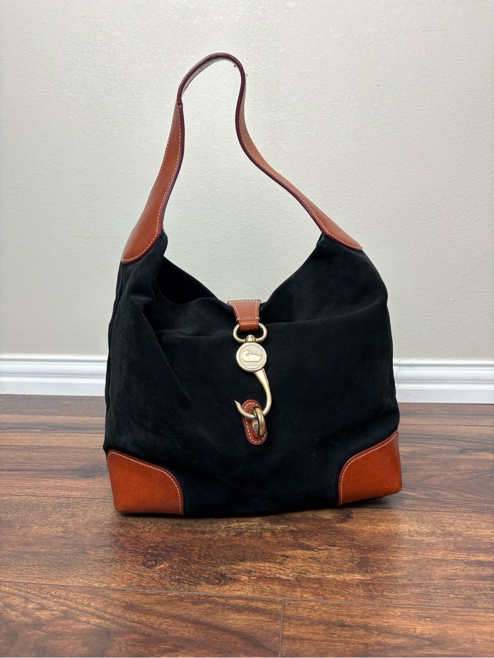 Dooney & Bourke Black Medium Suede Slouchy Hobo Shoulder Bag